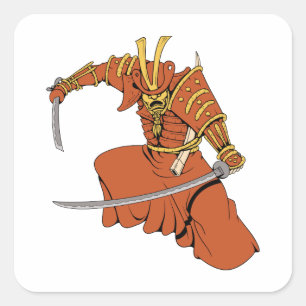 Samurai 6 ~ Ninjas Martial Arts Warrior Fantasy Ar Square Sticker