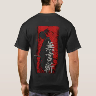 Samurai Anime Back Print White T-Shirt Japanese