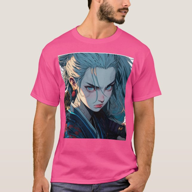 Samurai Anime Girl T-Shirt (Front)