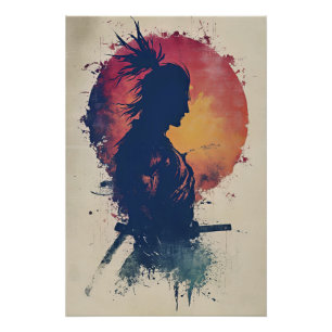 Samurai at Sunset Poster