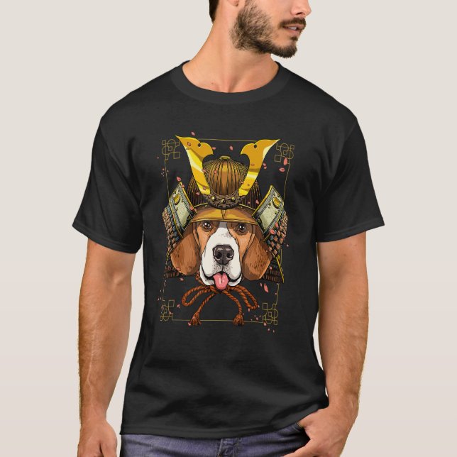 Samurai Beagle Dog Japanese Warrior Bushido Japane T-Shirt (Front)