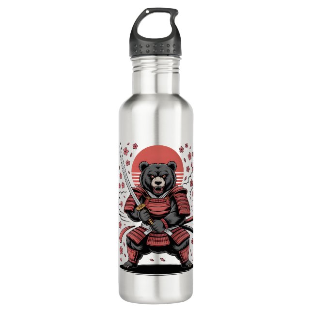 Samurai Bear  Water Bottle (Front)