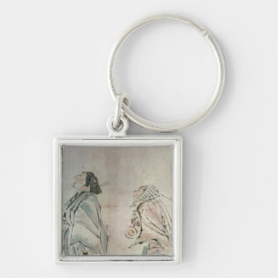 Samurai being followed by a servant key ring
