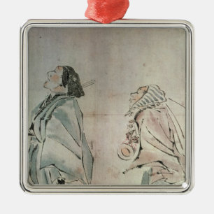 Samurai being followed by a servant metal tree decoration