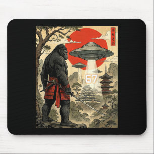 Samurai Bigfoot 67 Six Seven Meme Vintage Japanese Mouse Mat