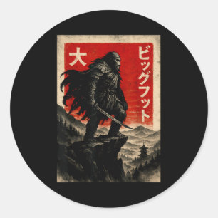 Samurai Bigfoot Graphic Tee Japanese Vintage  Classic Round Sticker