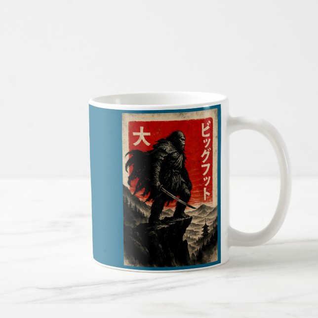Samurai Bigfoot Graphic Tee Japanese Vintage  Coffee Mug (Right)