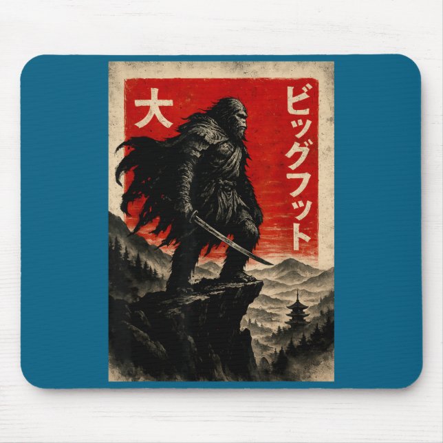Samurai Bigfoot Graphic Tee Japanese Vintage  Mouse Mat (Front)