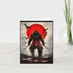 Samurai Bigfoot Japanese Vintage Graphic Art Funny Card