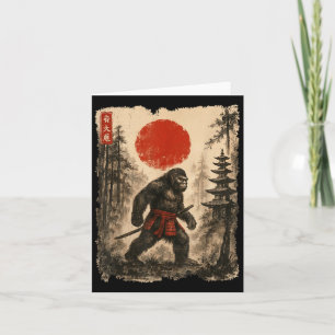 Samurai Bigfoot Japanese Vintage Sasquatch Ukiyo-e Card