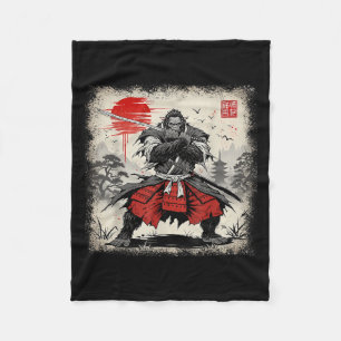 Samurai Bigfoot Japanese Vintage Ukiyo-e Art Warri Fleece Blanket