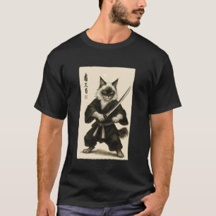 Samurai Birman Cat Warrior - Vintage Graphic Japan T-Shirt