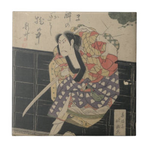 Samurai Breaking Through a Wall circa 1818 Tile