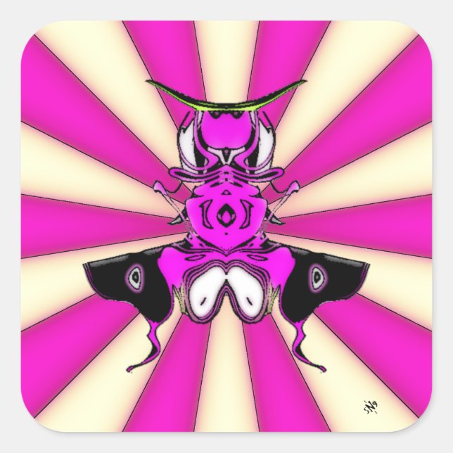 Samurai bug square sticker (Front)