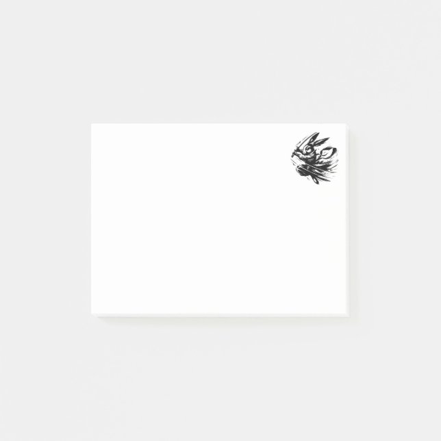 Samurai Bunny Black Ink Warrior Rabbit Post-it Notes (Front)