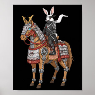 Samurai Bunny Ninja Rabbit Cyber Horse Japanese Ar Poster