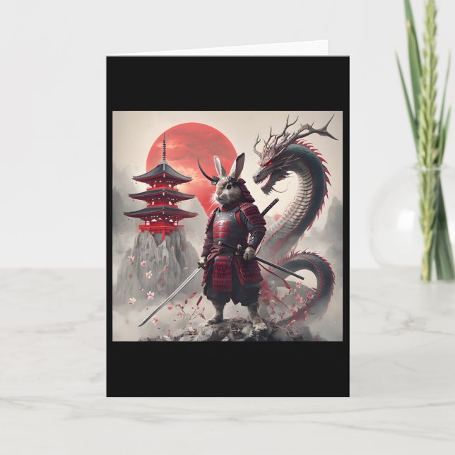 Samurai Bunny Rabbit Graphic Warrior Japanese Rabb Card (Front)