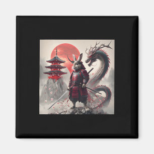 Samurai Bunny Rabbit Graphic Warrior Japanese Rabb Magnet