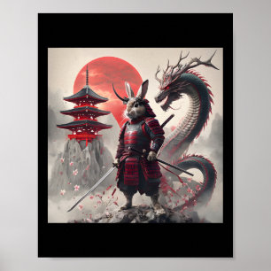 Samurai Bunny Rabbit Graphic Warrior Japanese Rabb Poster