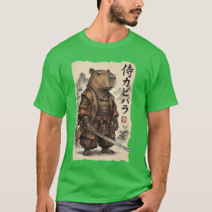 Samurai Capybara Japanese Art Vintage Funny Animal T-Shirt