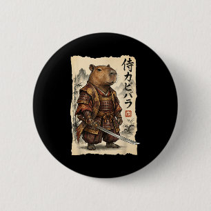 Samurai Capybara Japanese Art Vintage Graphic Funn 6 Cm Round Badge
