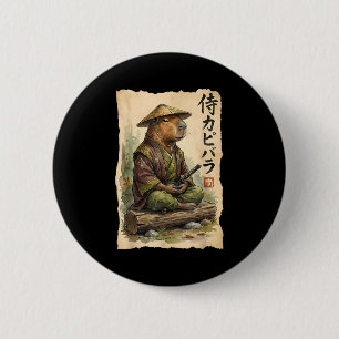 Samurai Capybara Japanese Art Vintage Graphic Funn 6 Cm Round Badge