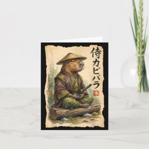 Samurai Capybara Japanese Art Vintage Graphic Funn Card