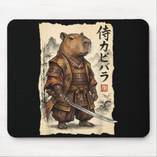 Samurai Capybara Japanese Art Vintage Graphic Funn Mouse Mat