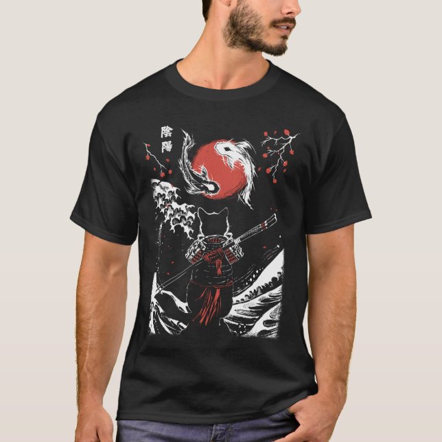 SAmurai Cat and Koi Fish T-Shirt (Front)