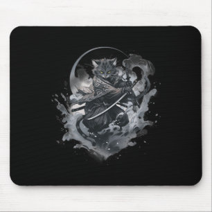 Samurai Cat Anime Japanese Ninja Warrior Aesthetic Mouse Mat