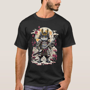 Samurai Cat Anime Kawaii Japanese Warrior Cats Gif T-Shirt
