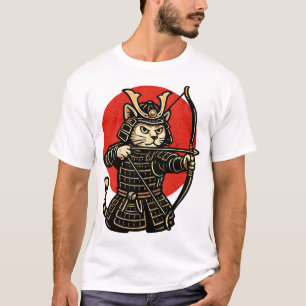 Samurai Cat Archer, Japanese Warrior Neko T-Shirt