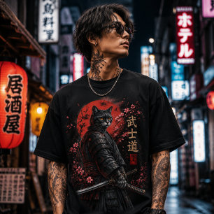Samurai Cat Bushido Warrior Premium Graphic Tri-Blend Shirt