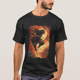 Samurai Cat - Fiery Ninja Jump T-Shirt