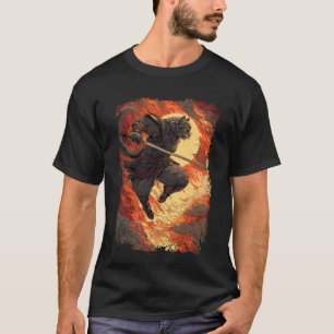 Samurai Cat - Fiery Ninja Jump T-Shirt