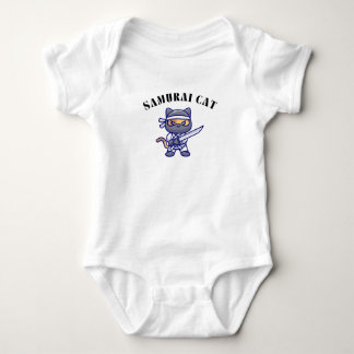 Samurai Cat – Funny Warrior Feline Design Baby Bodysuit