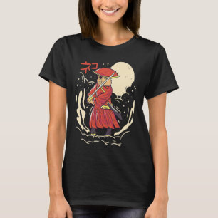 Samurai Cat Illustration Japanese Cute Graphic T-Shirt