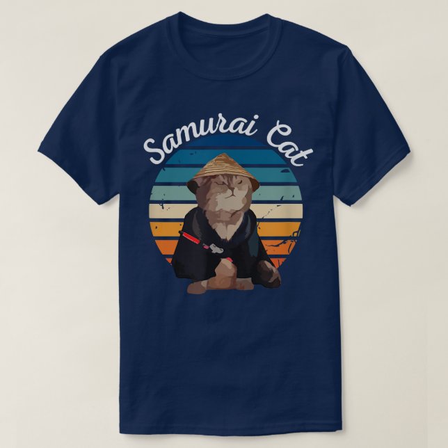 Samurai Cat  Japan Retro Style  T-Shirt (Design Front)