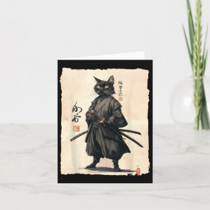 Samurai Cat Japanese Anime Cat Lover Funny For Men Card