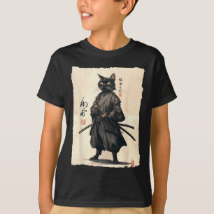 Samurai Cat Japanese Anime Cat Lover Funny For Men T-Shirt