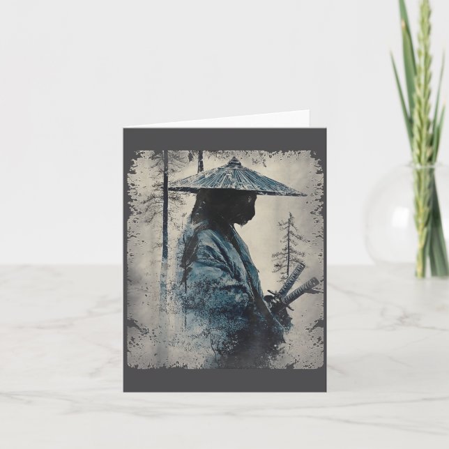 Samurai Cat Japanese Art Anime Men Women Kids Grap Card (Front)