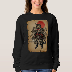 Samurai Cat Japanese Art Anime (On Back) Sweatshirt