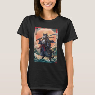 Samurai Cat Japanese Art Vintage Ninja Cat T-Shirt