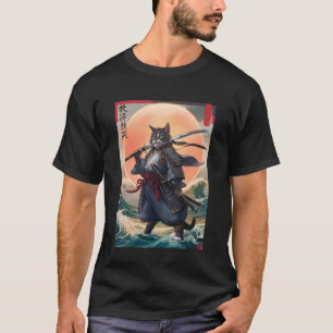 Samurai Cat Japanese Art Vintage Ninja Cat T-Shirt