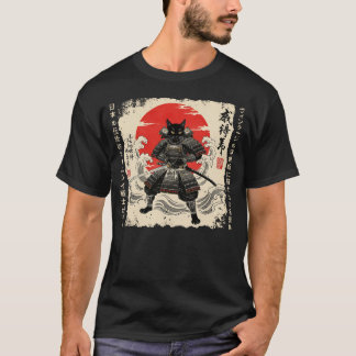 Samurai Cat  Japanese cat Warrior anime cat Japane T-Shirt