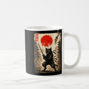 Samurai Cat Japanese Mens Boys Kids Graphic Anime  Coffee Mug