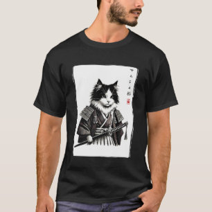 Samurai Cat Japanese Novelty Men Women Kids Funny T-Shirt