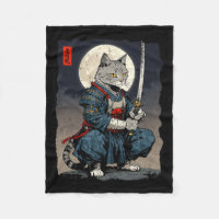 Samurai Cat Japanese Retro Fighter Cat Moon Ukiyo-