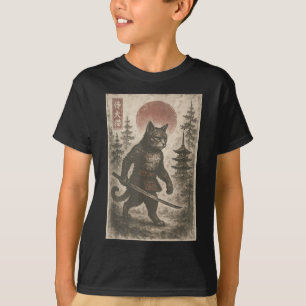 Samurai Cat Japanese Vintage Graphic Ukiyo-e Art F T-Shirt