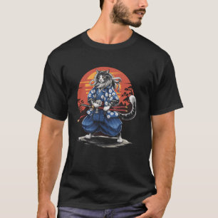 Samurai Cat Japanese Warrior Bushido Ronin Graphic T-Shirt